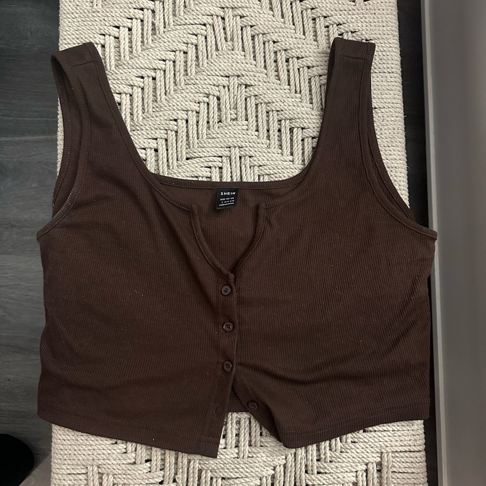 button down shein tank crop top